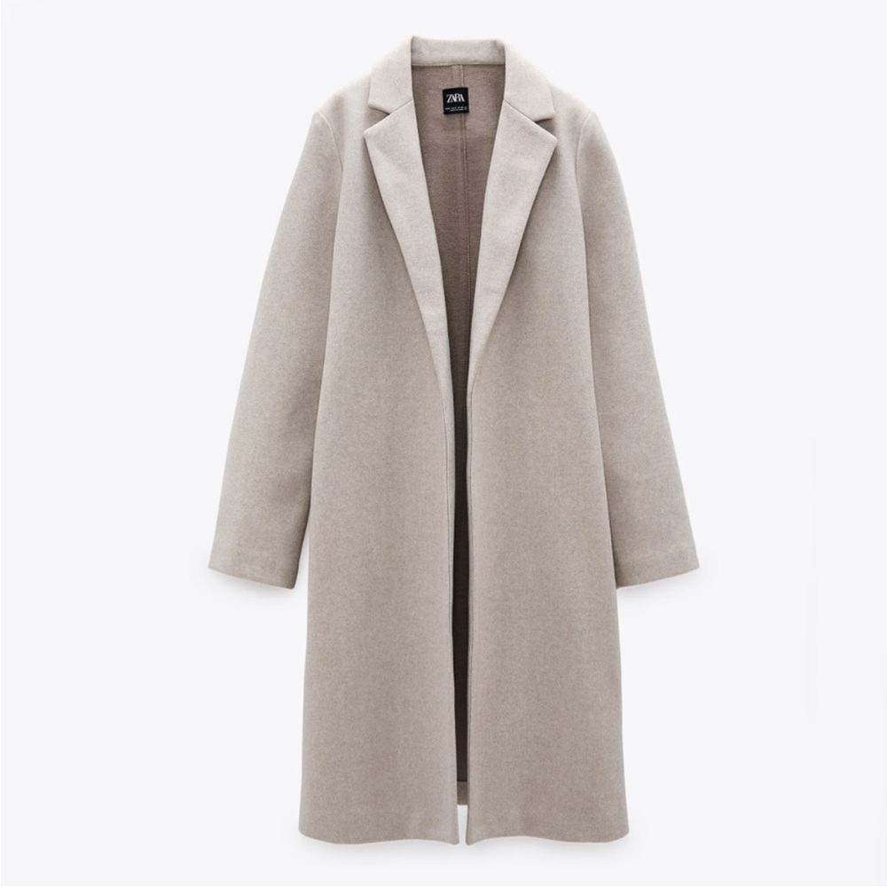 Zara Tan Thermal Trench with Lapel Collar